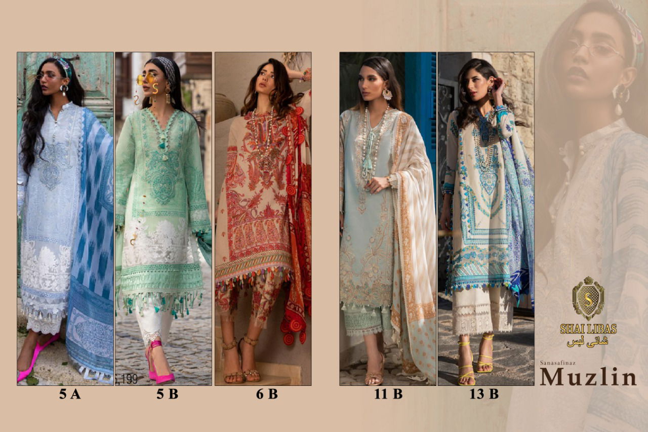 Shai Libas Sana Safinaz Muzlin Fancy Designer Ethnic Wear Lawn Cotton Pakistani Suits Collection